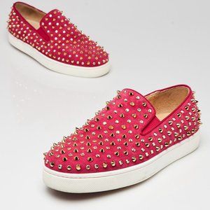 SOLD! Christian Louboutin Pink Suede Roller Boat Sneakers Size 8.5/39